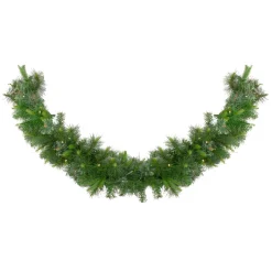 Pre-Lit Battery Operated Ashcroft Cashmere Pine Christmas Garland - 6' x 14" - Warm White LED Lights