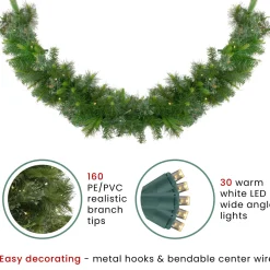 Pre-Lit Battery Operated Ashcroft Cashmere Pine Christmas Garland - 6' x 14" - Warm White LED Lights