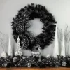 Pre-Lit Battery Operated Black Bristle Christmas Wreath - 36" - Warm White LED Lights