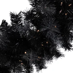 Pre-Lit Battery Operated Black Bristle Christmas Wreath - 36
