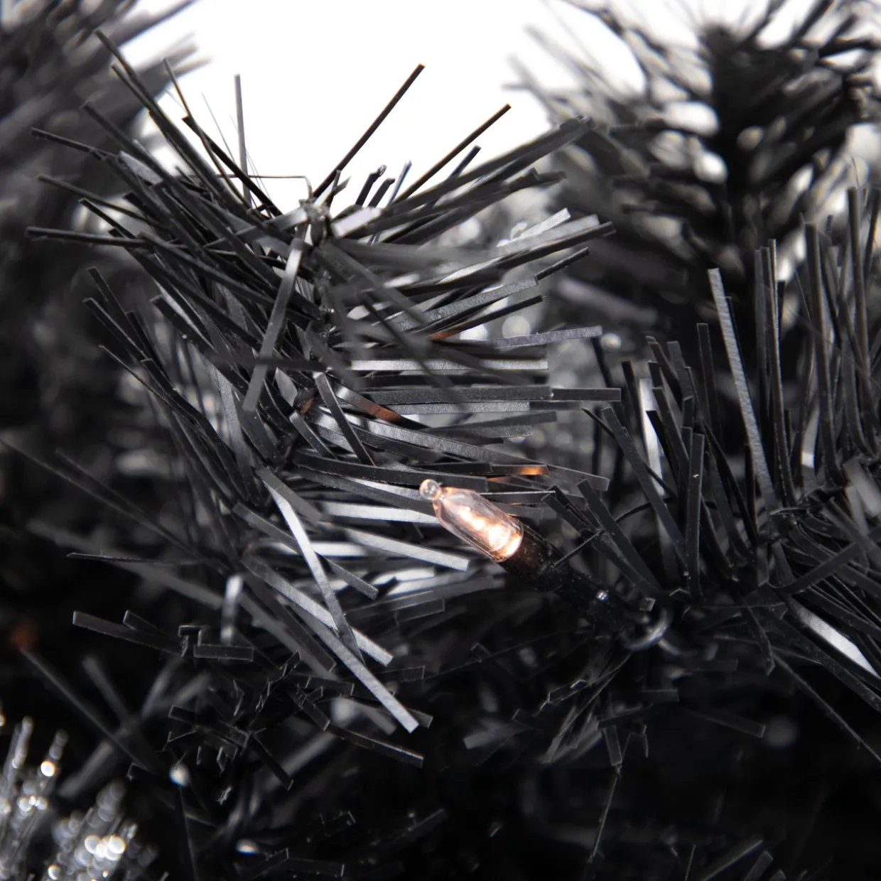 Pre-Lit Battery Operated Black Bristle Christmas Wreath - 36" - Warm White LED Lights