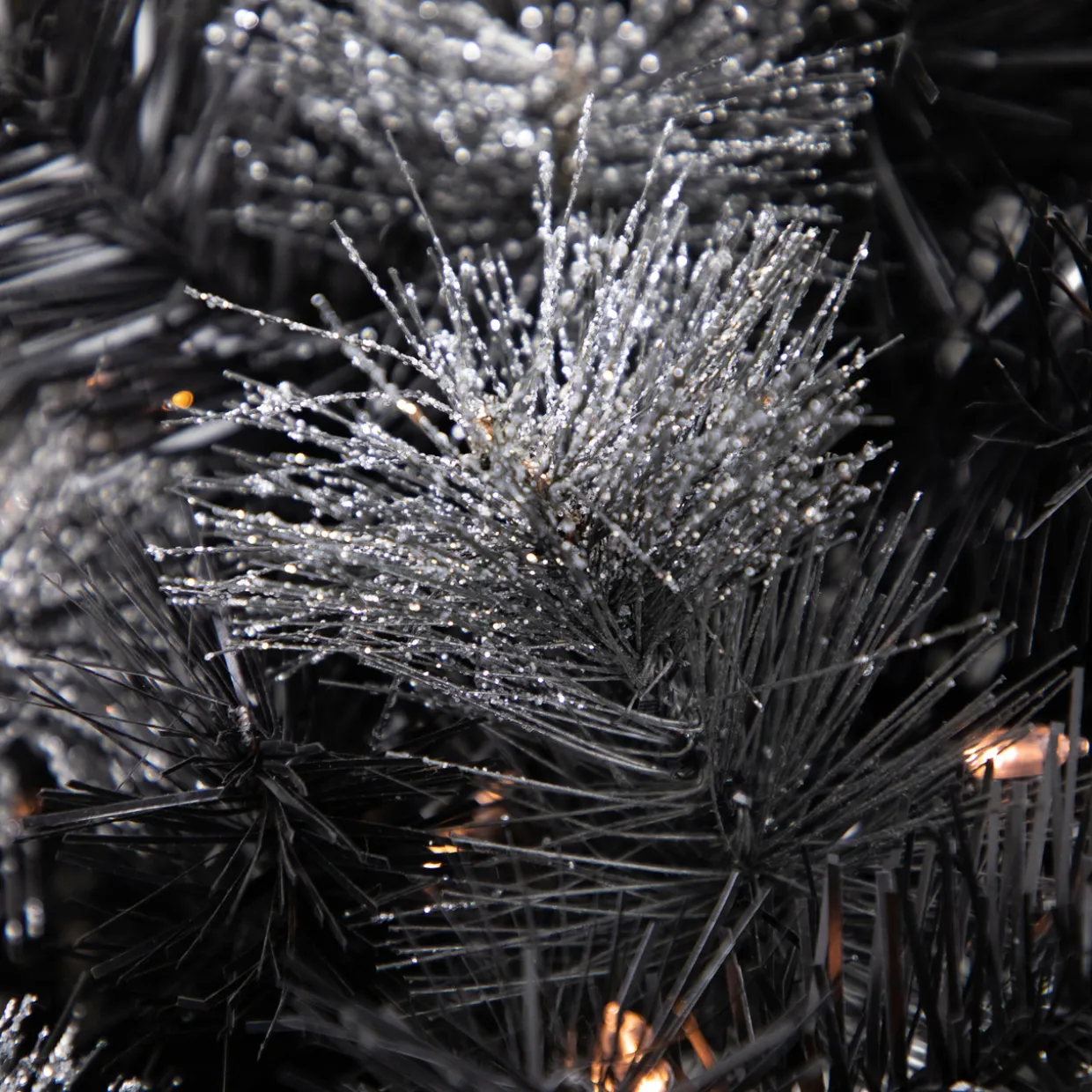 Pre-Lit Battery Operated Black Bristle Christmas Wreath - 36" - Warm White LED Lights