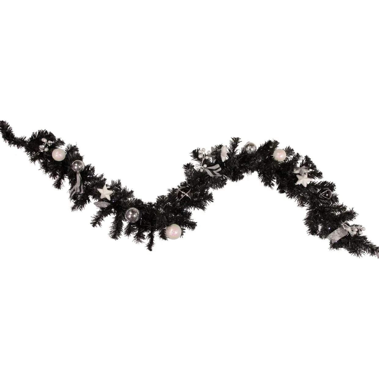 Pre-Lit Battery Operated Black Pine Artificial Christmas Garland - 6' x 10" - Cool White LED Lights