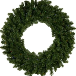 Pre-Lit Battery Operated Canadian Pine Christmas Wreath - 30" - Multi-Color LED Lights