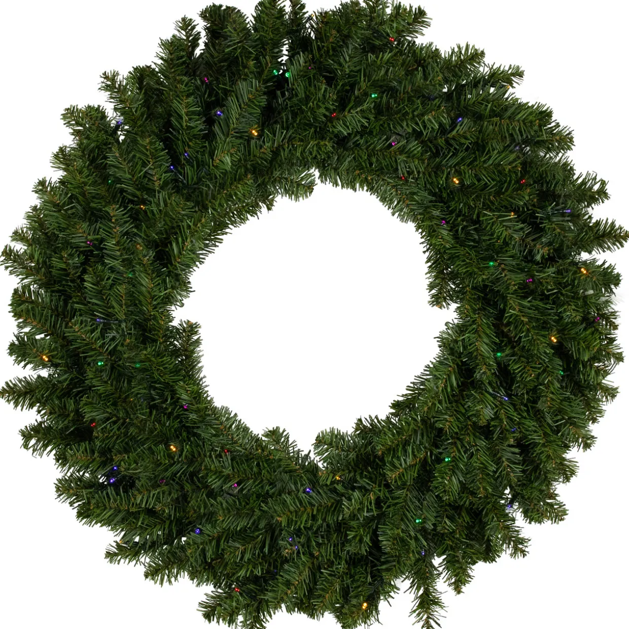 Pre-Lit Battery Operated Canadian Pine Christmas Wreath - 30" - Multi-Color LED Lights
