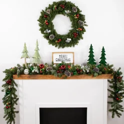Pre-Lit Battery Operated Canadian Pine Christmas Wreath - 30" - Multi-Color LED Lights