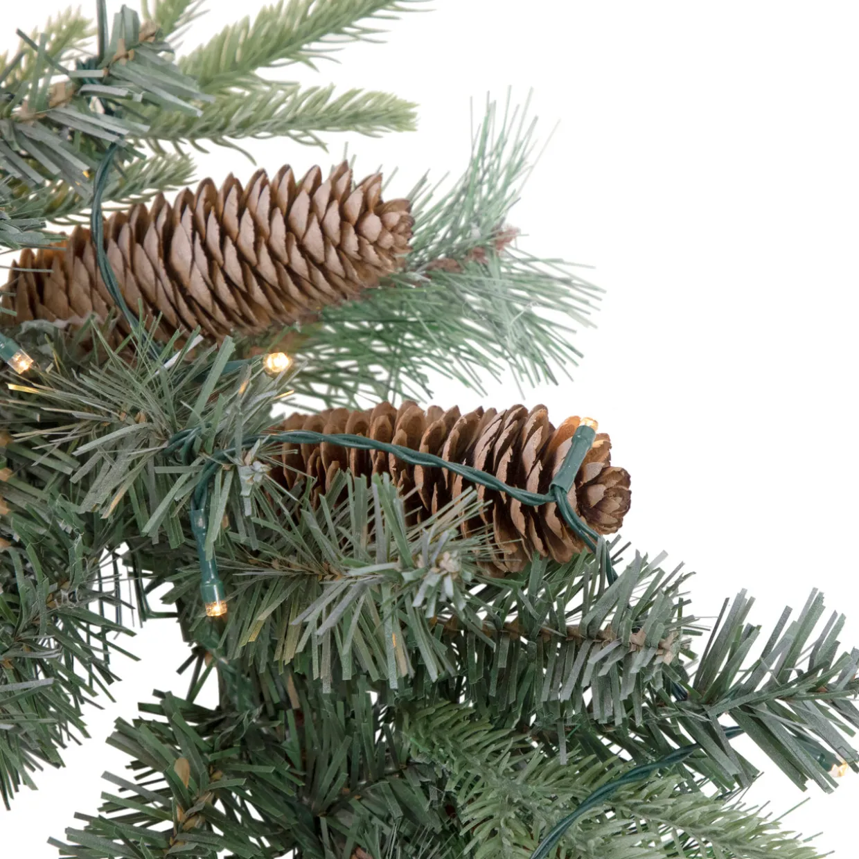 Pre-Lit Battery Operated Decorated Mixed Pine Christmas Garland - 6' x 9" - LED Cool White Lights