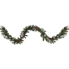 Pre-Lit Battery Operated Decorated Green Pine Christmas Garland - 9' - Warm White LED Lights