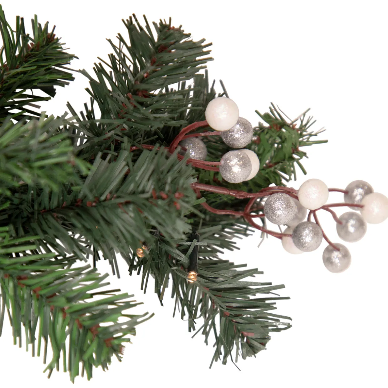 Pre-Lit Battery Operated Decorated Green Pine Christmas Garland - 9' - Warm White LED Lights