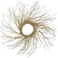 Pre-lit Battery Operated Glittered Twig Christmas Wreath - 28" - Warm White LED Lights