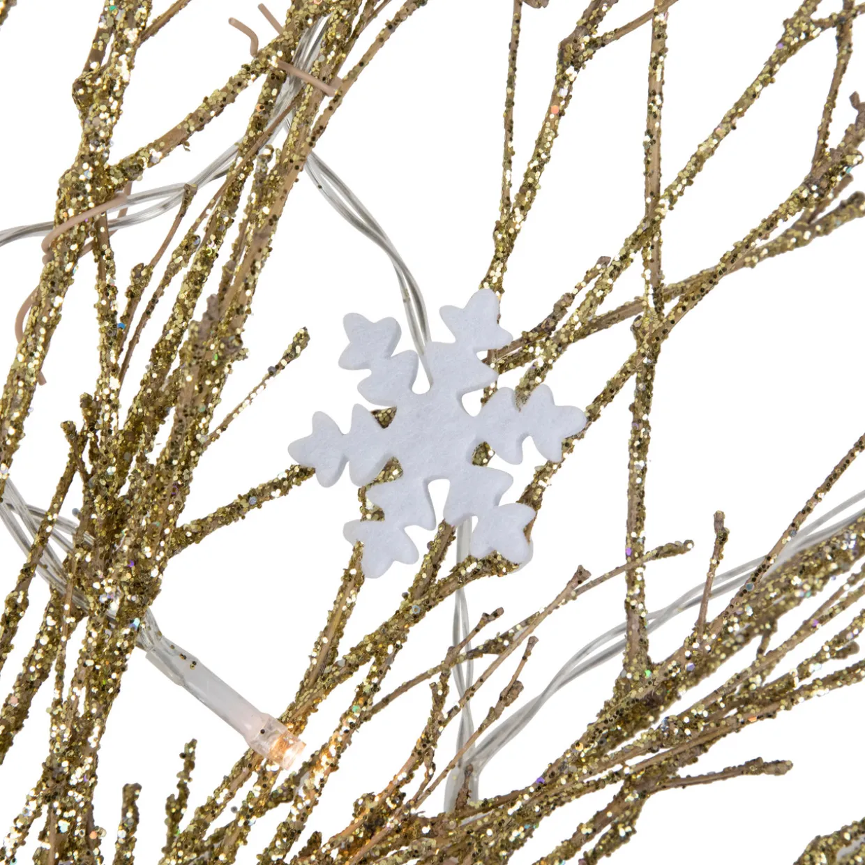 Pre-lit Battery Operated Glittered Twig Christmas Wreath - 28" - Warm White LED Lights
