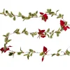 Pre-Lit Battery Operated Holly and Berry Christmas Garland - 7.5' x 5" - Warm White Lights