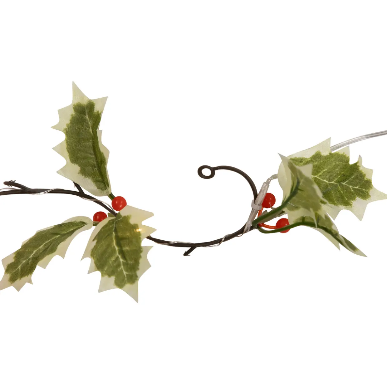 Pre-Lit Battery Operated Holly and Berry Christmas Garland - 7.5' x 5" - Warm White Lights