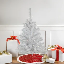 Pre-Lit Battery Operated LED Medium Pine Artificial Christmas Tree - 3' - Clear Lights