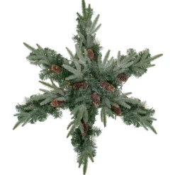 Pre-Lit Battery Operated Mixed Pine Christmas Snowflake Wreath - 32" - Warm White LED Lights