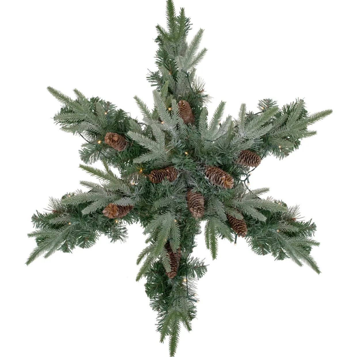 Pre-Lit Battery Operated Mixed Pine Christmas Snowflake Wreath - 32" - Warm White LED Lights