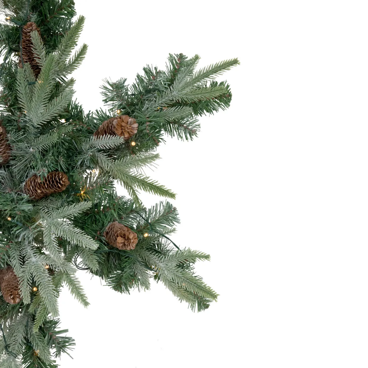 Pre-Lit Battery Operated Mixed Pine Christmas Snowflake Wreath - 32" - Warm White LED Lights