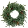 Pre-Lit Battery Operated Mixed Pine and Pine Cone Christmas Wreath - 24" - Warm White LED Lights
