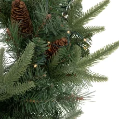 Pre-Lit Battery Operated Mixed Pine and Pine Cone Christmas Wreath - 24