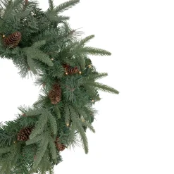 Pre-Lit Battery Operated Mixed Pine and Pine Cone Christmas Wreath - 24