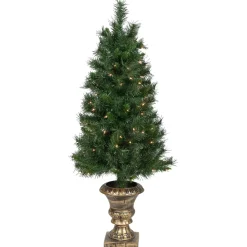 Pre-Lit Battery Operated Norwich Pine Artificial Christmas Entryway Set - 5-Piece - Clear Lights