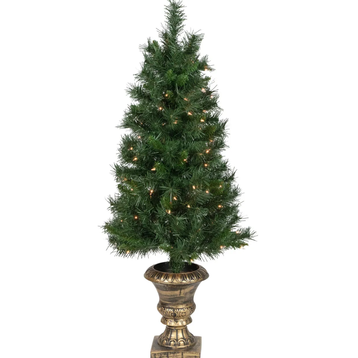 Pre-Lit Battery Operated Norwich Pine Artificial Christmas Entryway Set - 5-Piece - Clear Lights