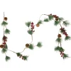 Pre-Lit Battery Operated Pine and Berry Christmas Garland - 6.5' - Warm White LED Lights