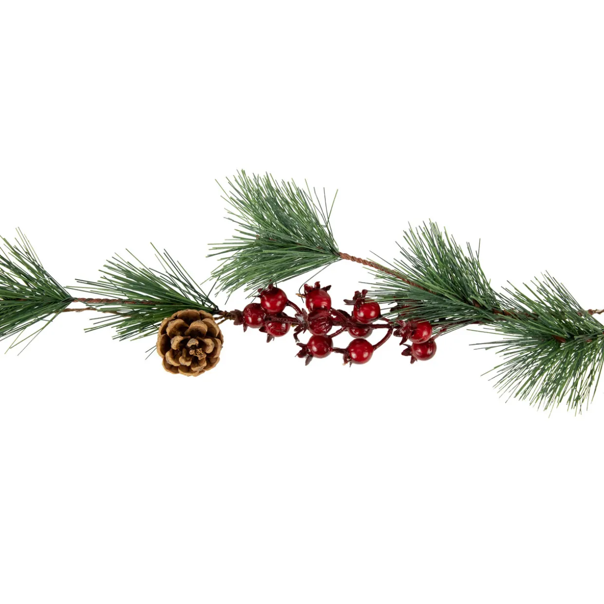 Pre-Lit Battery Operated Pine and Berry Christmas Garland - 6.5' - Warm White LED Lights