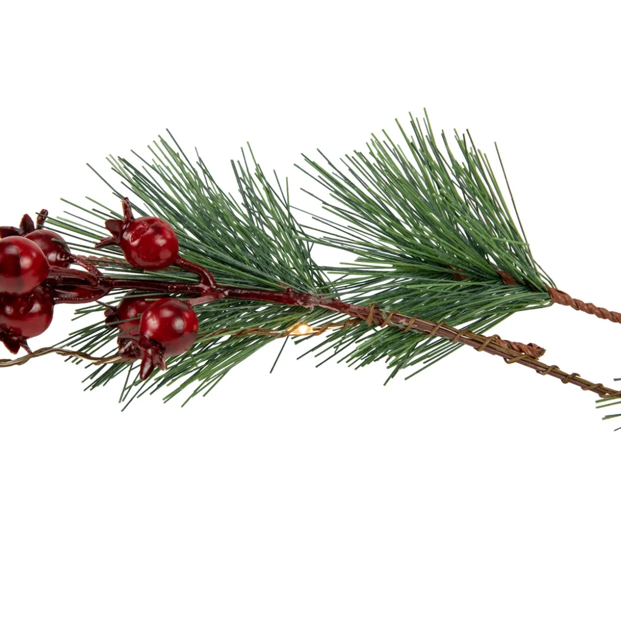 Pre-Lit Battery Operated Pine and Berry Christmas Garland - 6.5' - Warm White LED Lights