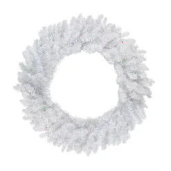 Pre-Lit Battery Operated Snow White Christmas Wreath - 30" - Multicolor LED Lights