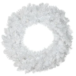 Pre-Lit Battery Operated White Pine Christmas Wreath - 24" - LED Candlelight Lights