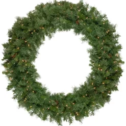 Pre-Lit Black River Pine Artificial Christmas Wreath, 48-Inch, Clear Lights
