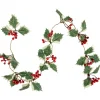 Pre-Lit B/O Holly and Berry Christmas Garland - 3.25' - Warm White LED Lights