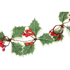 Pre-Lit B/O Holly and Berry Christmas Garland - 3.25' - Warm White LED Lights