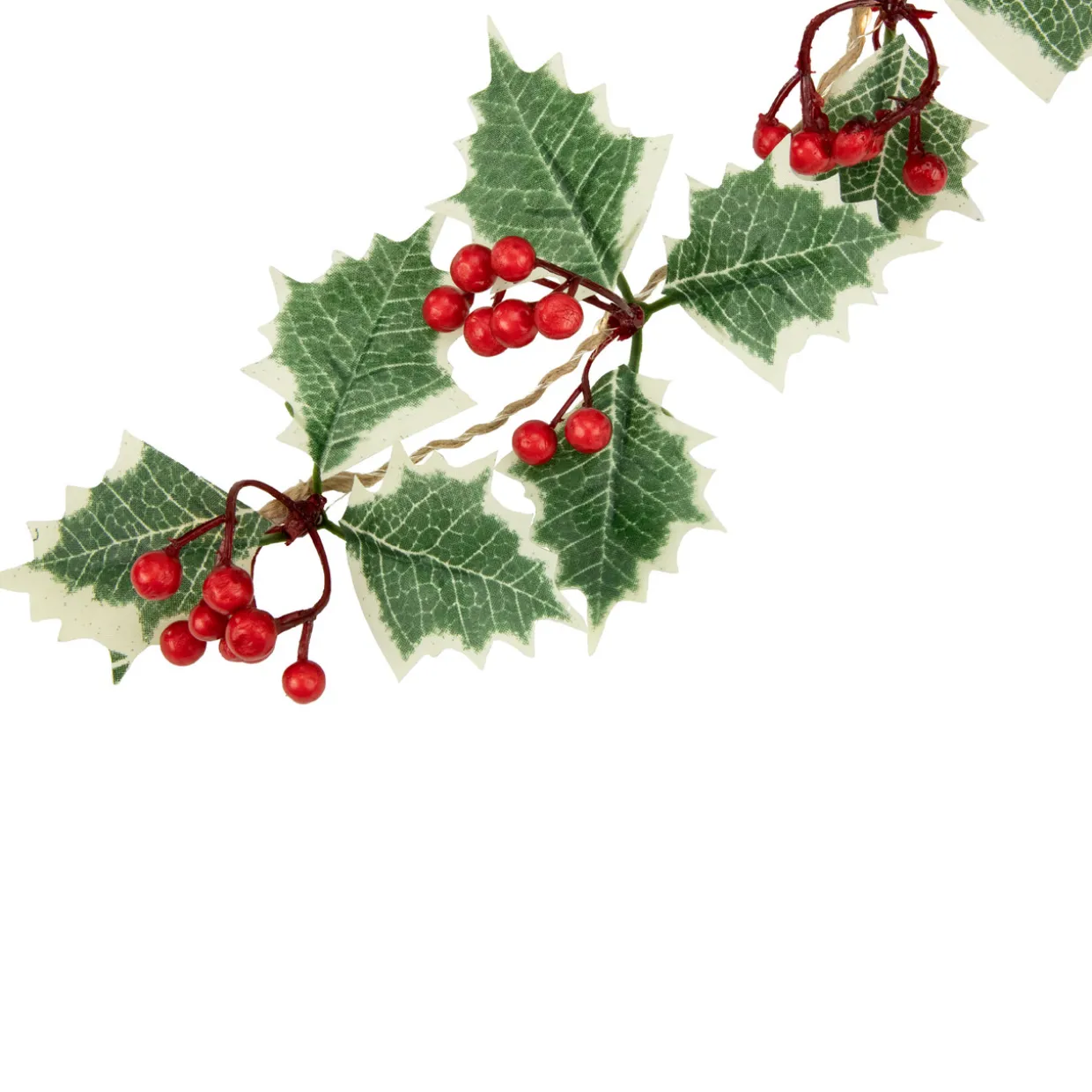 Pre-Lit B/O Holly and Berry Christmas Garland - 3.25' - Warm White LED Lights