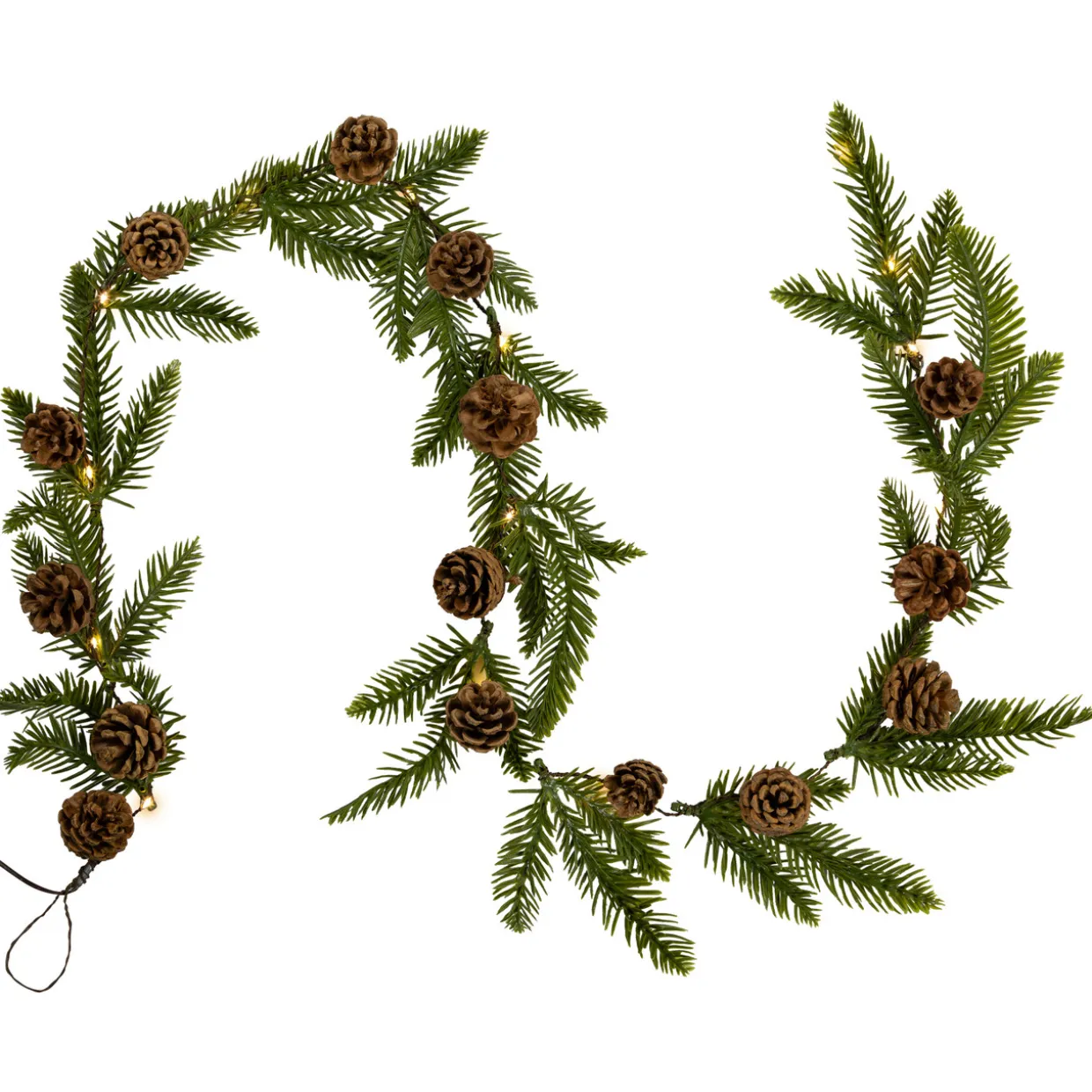 Pre-Lit B/O Pinecone and Pine Christmas Garland - 4.75' - Warm White Lights