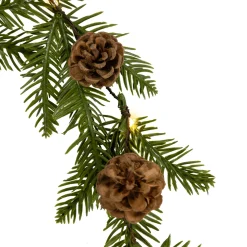 Pre-Lit B/O Pinecone and Pine Christmas Garland - 4.75' - Warm White Lights