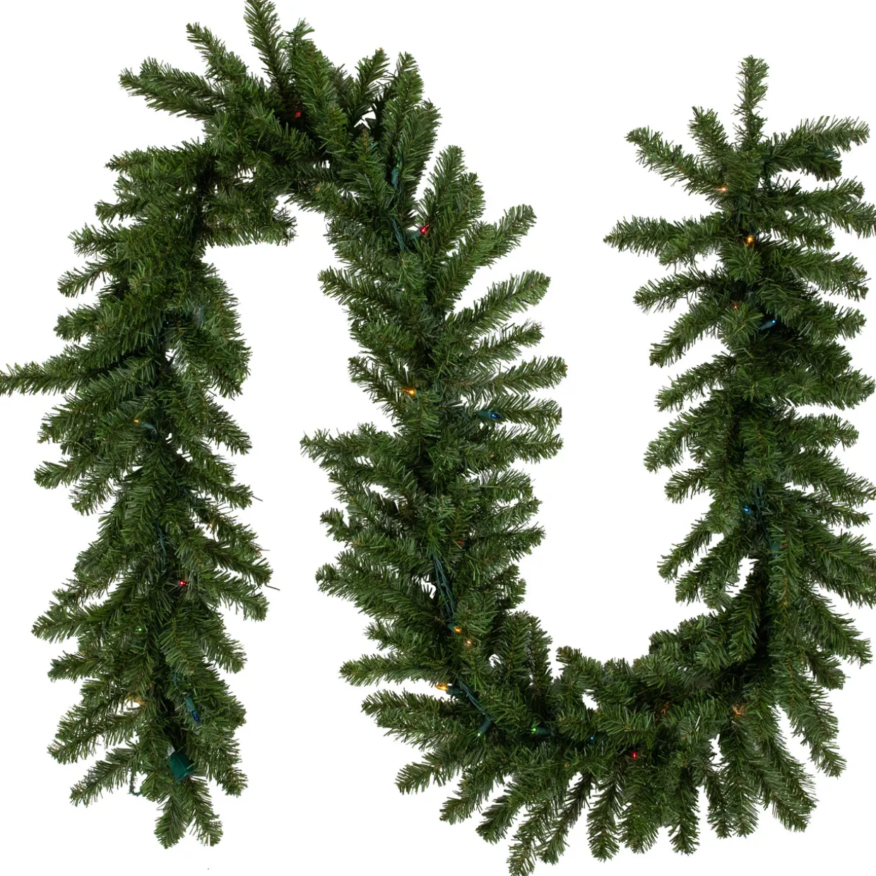 Pre-Lit Canadian Pine Artificial Christmas Garland - 9' x 12" - Multicolor Lights