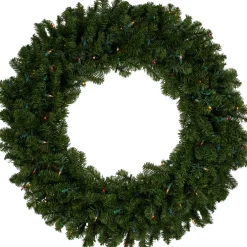 Pre-Lit Canadian Pine Artificial Christmas Wreath - 36" - Multi Lights