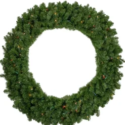 Pre-Lit Canadian Pine Artificial Christmas Wreath - 48" - Multicolor Lights