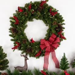 Pre-Lit Canadian Pine Artificial Christmas Wreath - 30