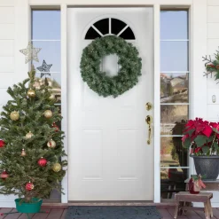 Pre-lit Colorado Blue Spruce Artificial Christmas Wreath, 24-Inch, Clear Lights