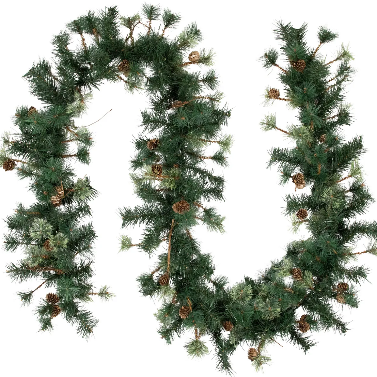 Pre-Lit Country Mixed Pine Artificial Christmas Garland - 9' x 12" - Clear AlwaysLit Lights