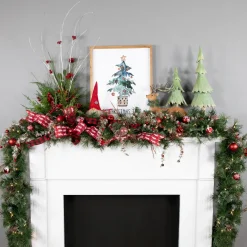 Pre-Lit Country Mixed Pine Artificial Christmas Garland - 9' x 12" - Clear AlwaysLit Lights