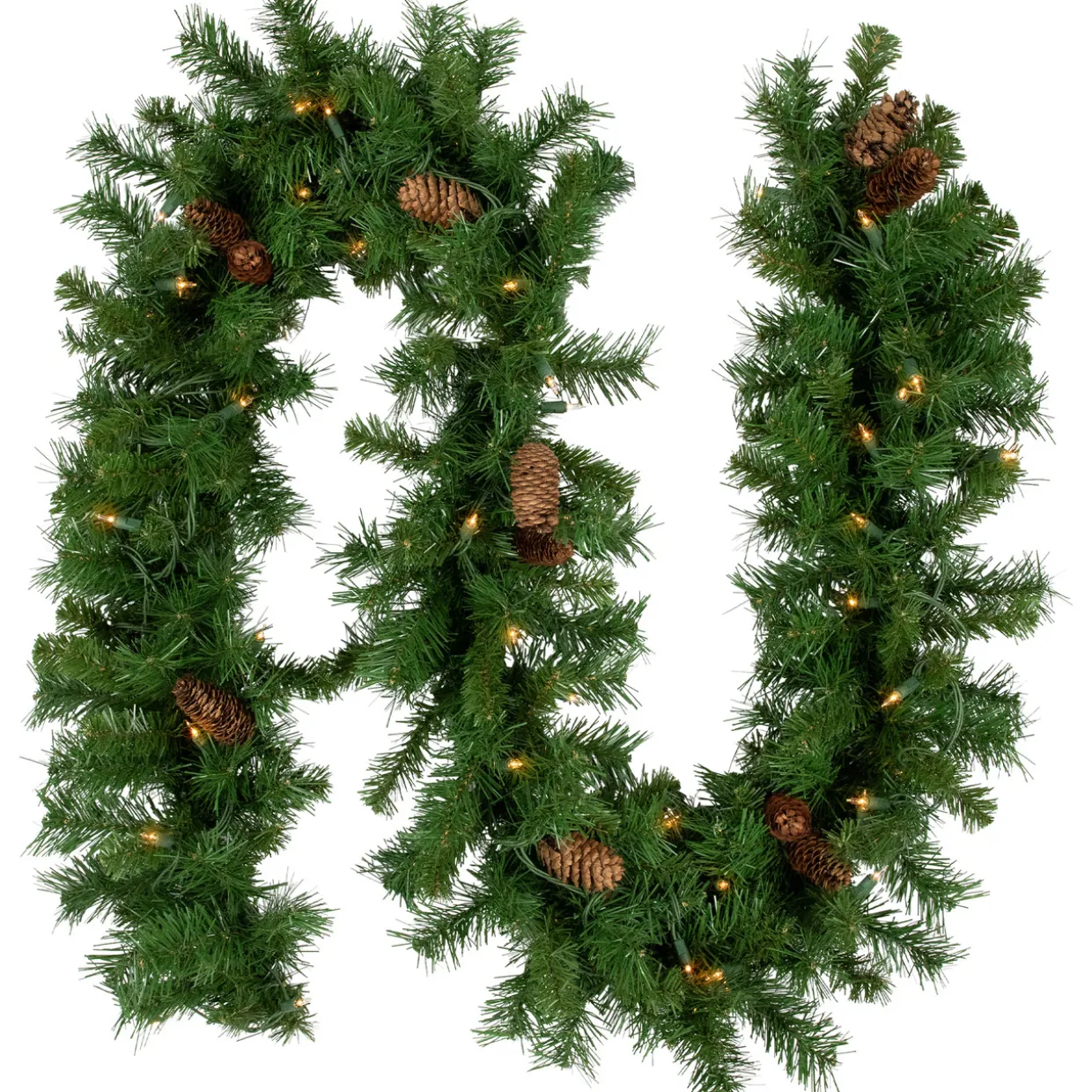Pre-Lit Dakota Red Pine Artificial Christmas Garland - 9' x 12" - Clear AlwaysLit Lights
