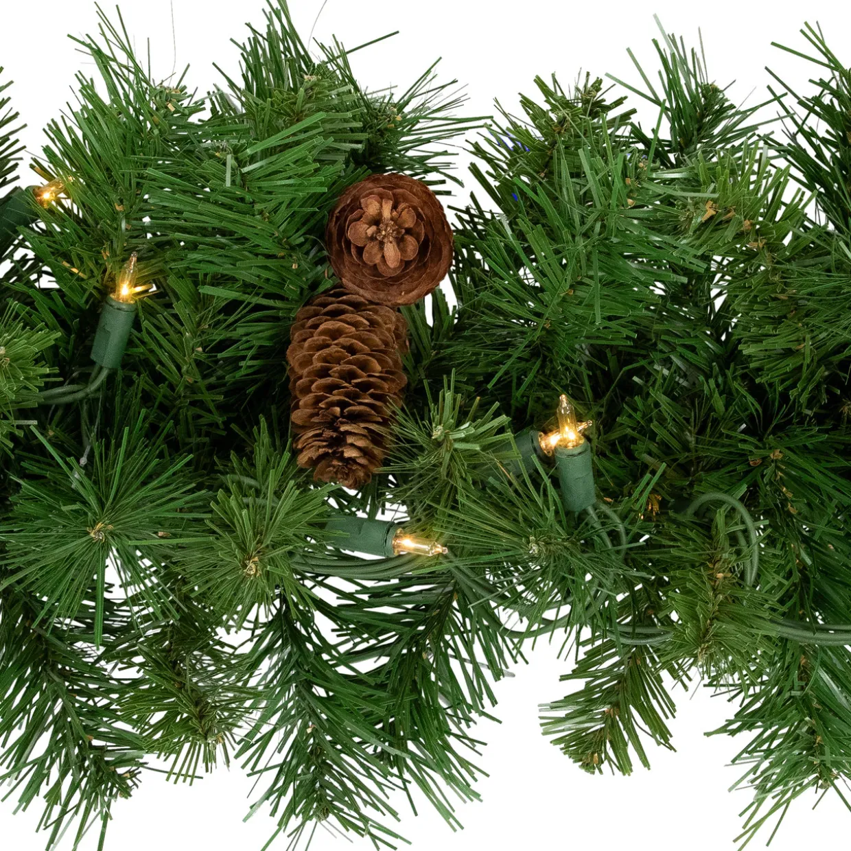 Pre-Lit Dakota Red Pine Artificial Christmas Garland - 9' x 12" - Clear AlwaysLit Lights