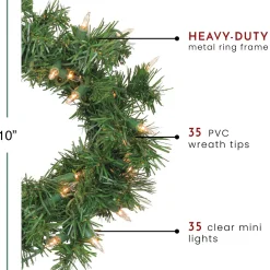 Pre-Lit Deluxe Windsor Pine Artificial Christmas Wreath - 10