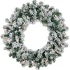 Pre-Lit Flocked Snow White Artificial Christmas Wreath, 24-Inch, Clear Lights