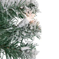 Pre-Lit Flocked Snow White Artificial Christmas Wreath, 24-Inch, Clear Lights