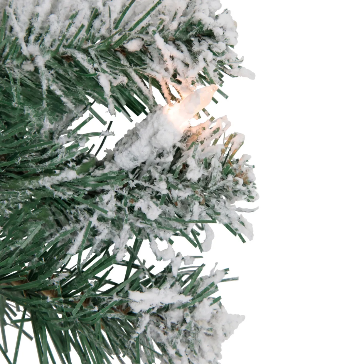 Pre-Lit Flocked Snow White Artificial Christmas Wreath, 24-Inch, Clear Lights